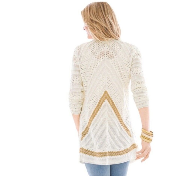 Chico’s Mixed-Stitch Crochet Cardigan | Size 2 | US Size Large 12 - Picture 12 of 13